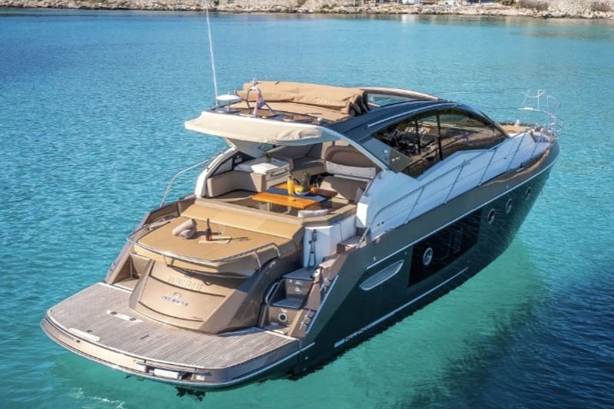 Exterior view of Premium, a Cranchi M44 HT motorboat at Split, Croatia