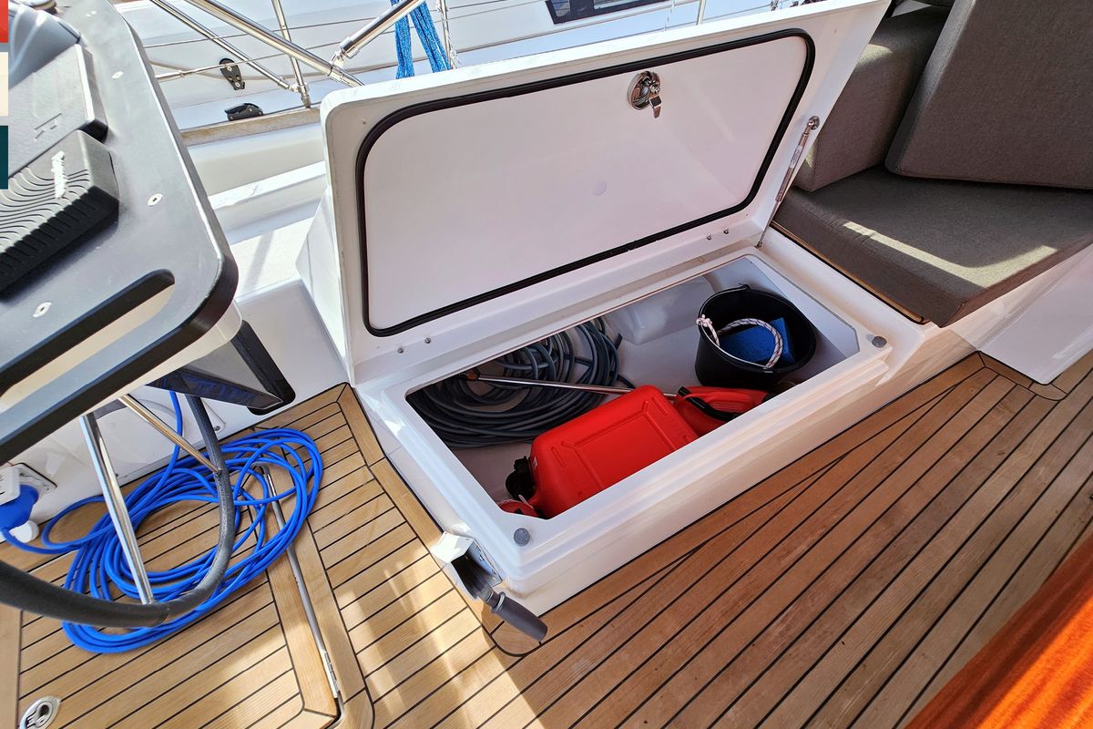Deck of Mila, a Dufour 41 sailboat at Općina Rogoznica, Croatia