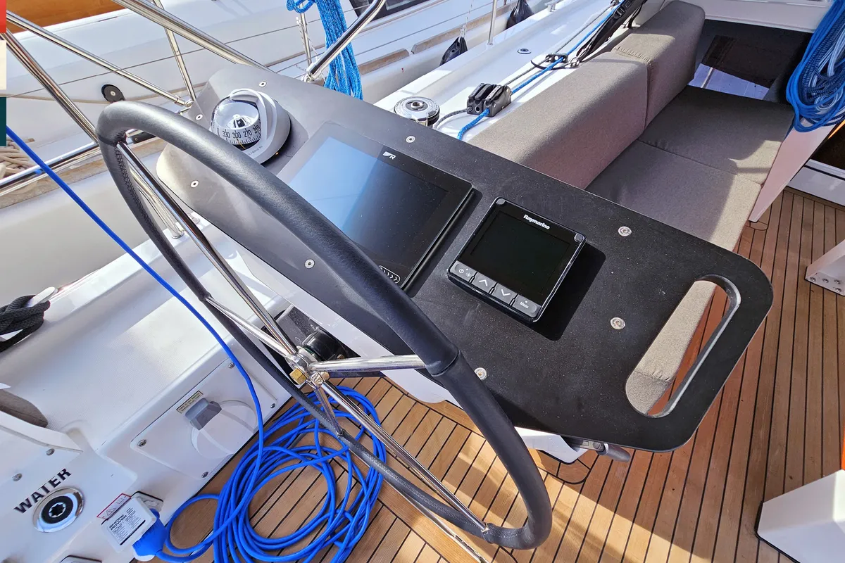 Cockpit of Mila, a Dufour 41 sailboat at Općina Rogoznica, Croatia