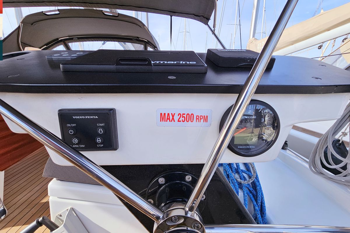 Cockpit of Mila, a Dufour 41 sailboat at Općina Rogoznica, Croatia