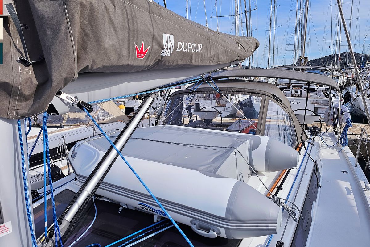Deck of Mila, a Dufour 41 sailboat at Općina Rogoznica, Croatia