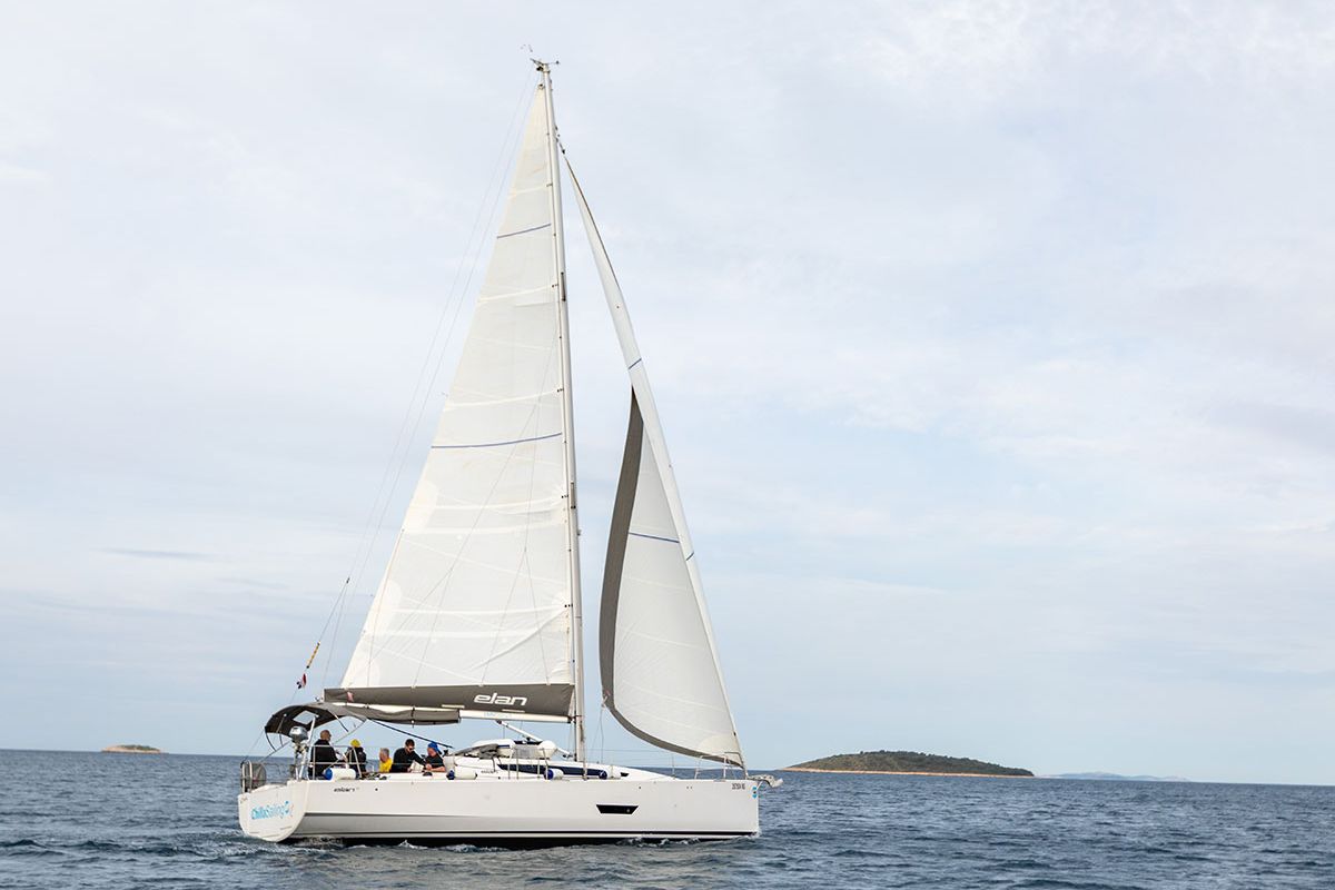 Exterior view of Lina, a Elan E5 sailboat at Primošten, Croatia