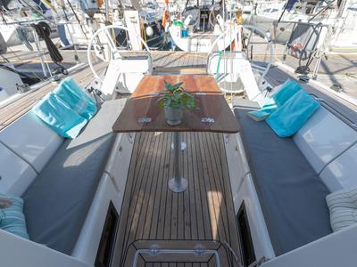 Cockpit of Lina, a Elan E5 sailboat at Primošten, Croatia