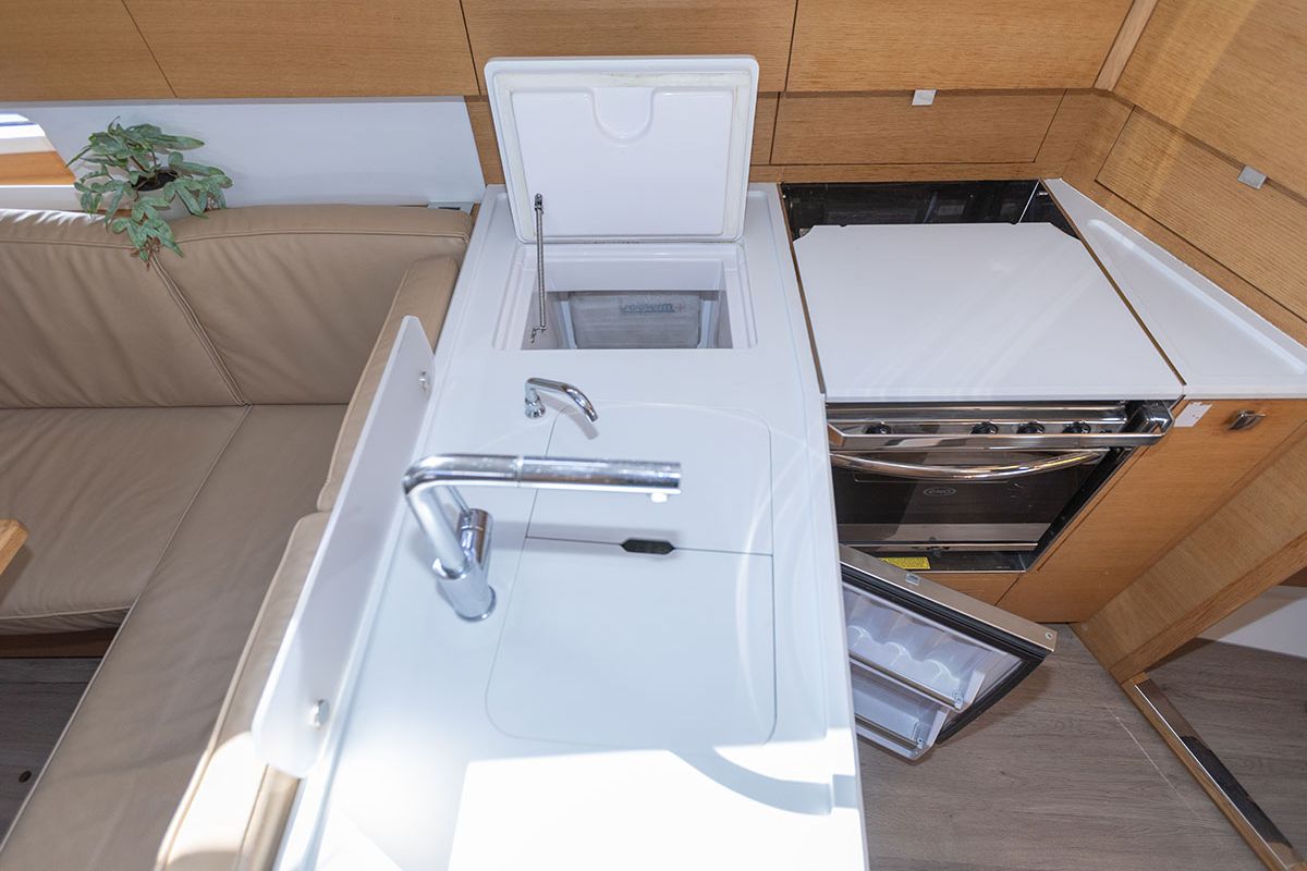 Galley of Lina, a Elan E5 sailboat at Primošten, Croatia