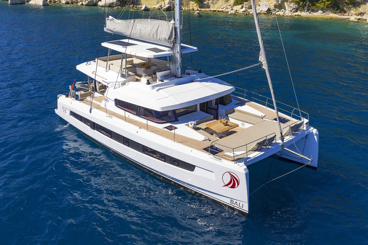 Exterior view of Marea III, a Bali 5.8 catamaran at Grad Kaštela, Croatia