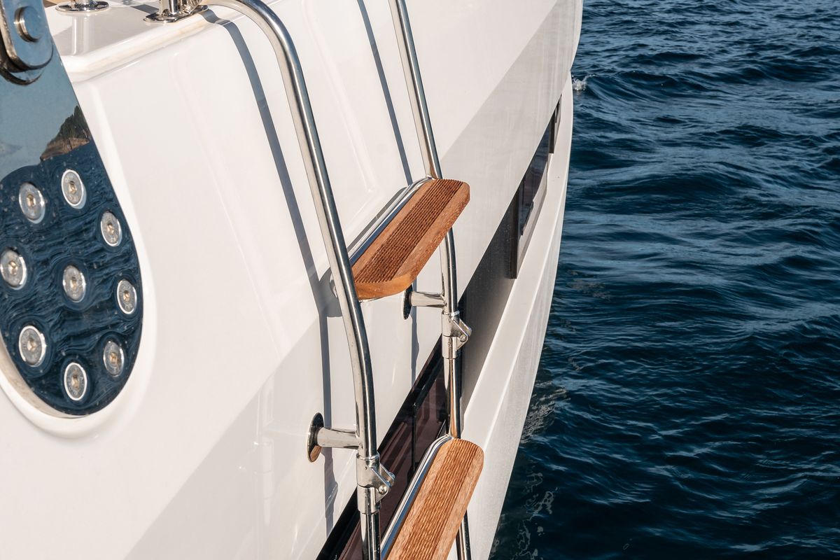 Deck of Marea III, a Bali 5.8 catamaran at Grad Kaštela, Croatia
