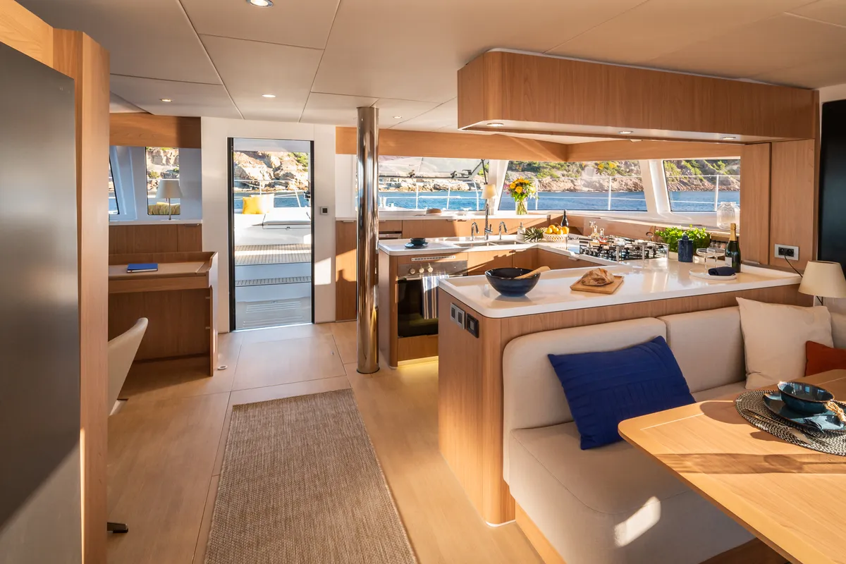 Galley of Marea III, a Bali 5.8 catamaran at Grad Kaštela, Croatia