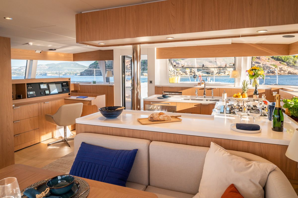 Galley of Marea III, a Bali 5.8 catamaran at Grad Kaštela, Croatia