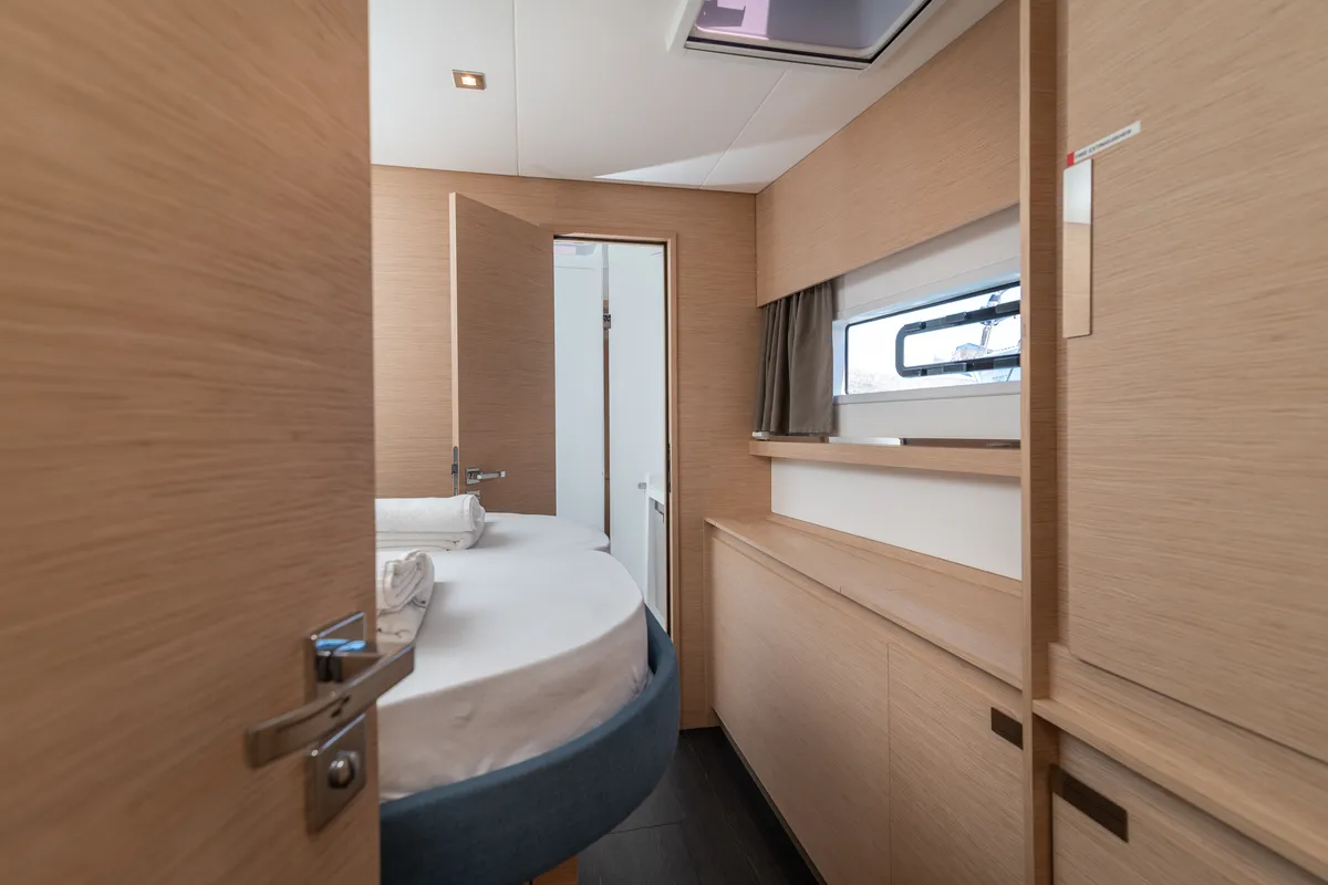 Cabin on Ingrid, a Fountaine Pajot Aura 51 catamaran at Seget Donji, Croatia