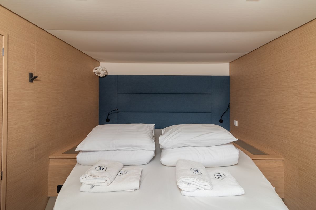 Cabin on Ingrid, a Fountaine Pajot Aura 51 catamaran at Seget Donji, Croatia