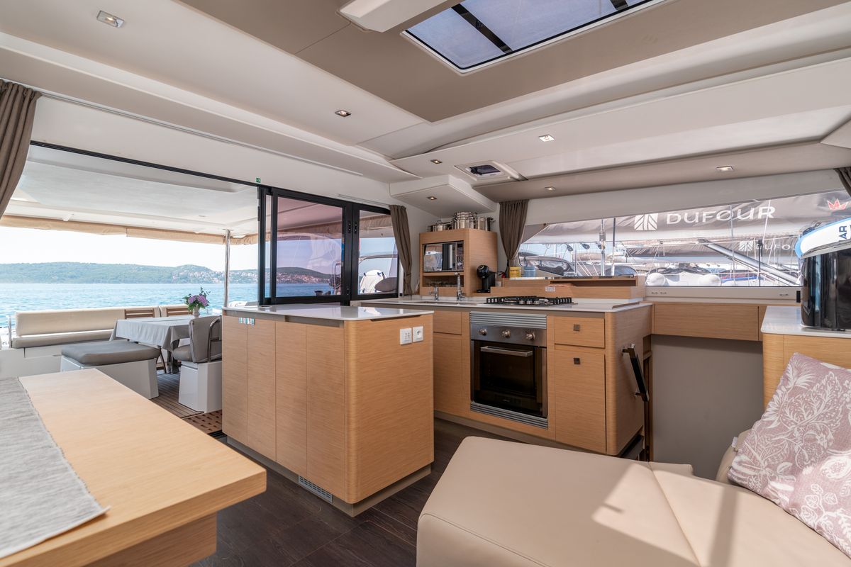 Galley of Ingrid, a Fountaine Pajot Aura 51 catamaran at Seget Donji, Croatia