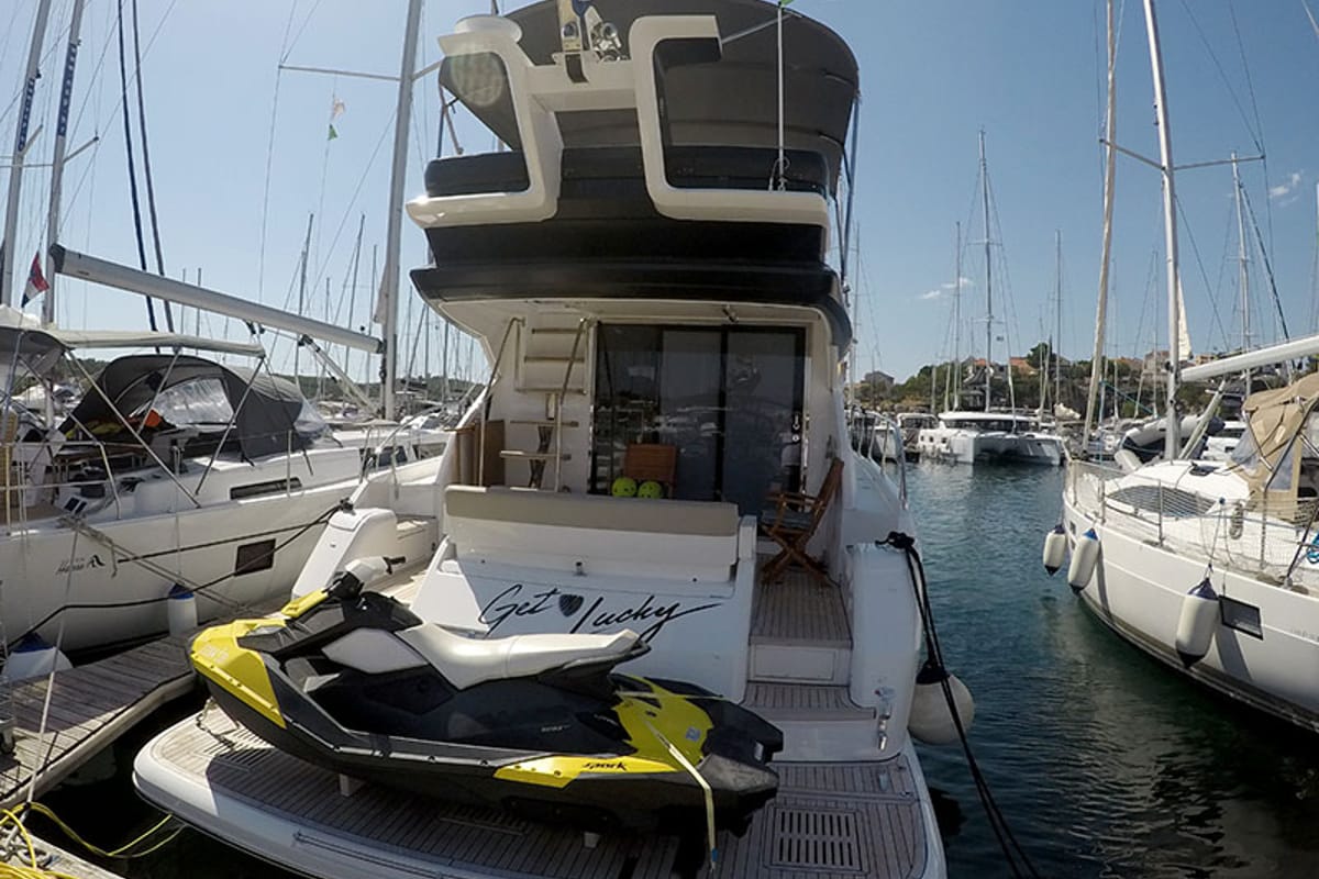 Deck of Get Lucky, a Dufour 460 GL sailboat at Grad Šibenik, Croatia