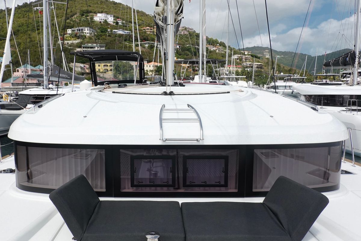 Deck of Cloudwalker, a Lagoon 40 OW catamaran at Road Town, British Virgin Islands