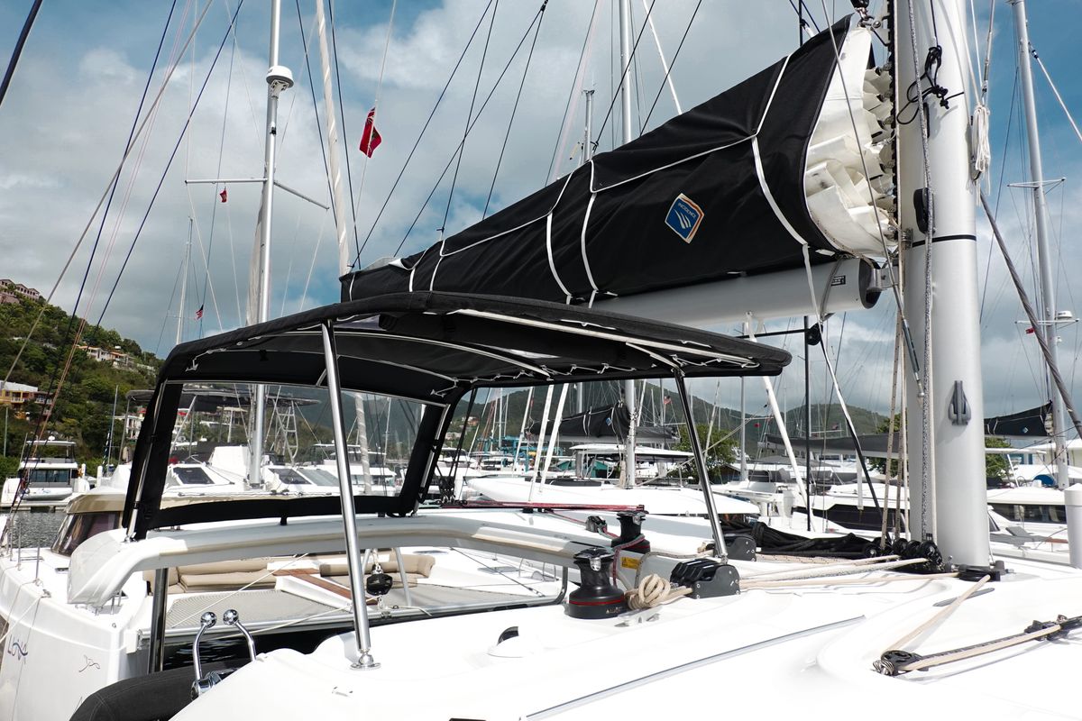 Deck of Cloudwalker, a Lagoon 40 OW catamaran at Road Town, British Virgin Islands