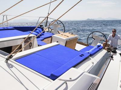 Cockpit of Sunsail 52.4 Classic, a Beneteau Oceanis 51.1 sailboat at Municipal Unit of Lefkada, Greece