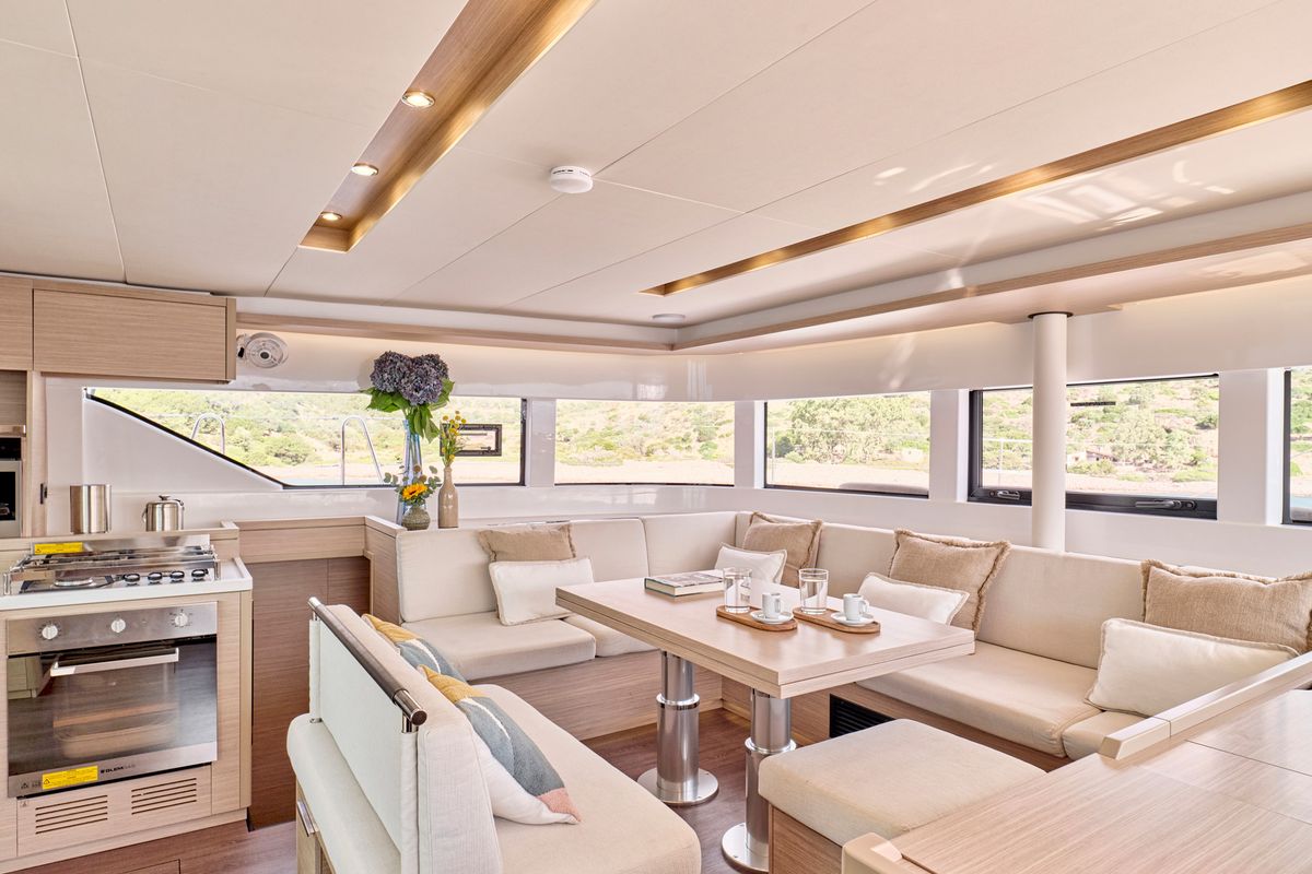Galley of Efkrati, a Lagoon 51 catamaran at Athens, Greece