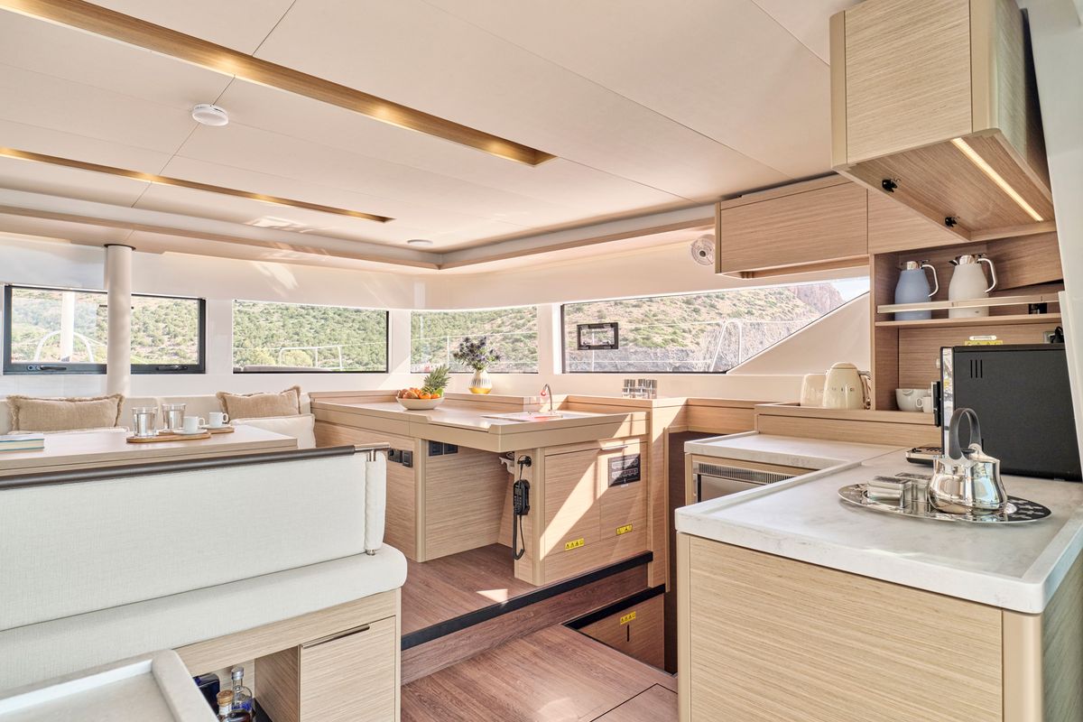 Galley of Efkrati, a Lagoon 51 catamaran at Athens, Greece