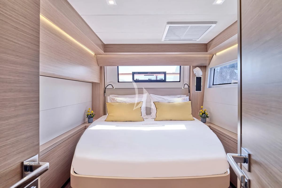 Cabin on Efkrati, a Lagoon 51 catamaran at Athens, Greece