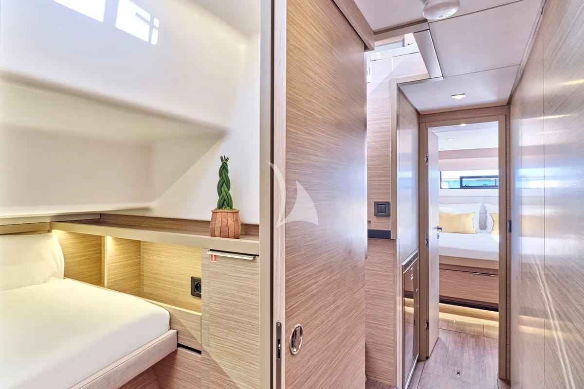 Cabin on Efkrati, a Lagoon 51 catamaran at Athens, Greece