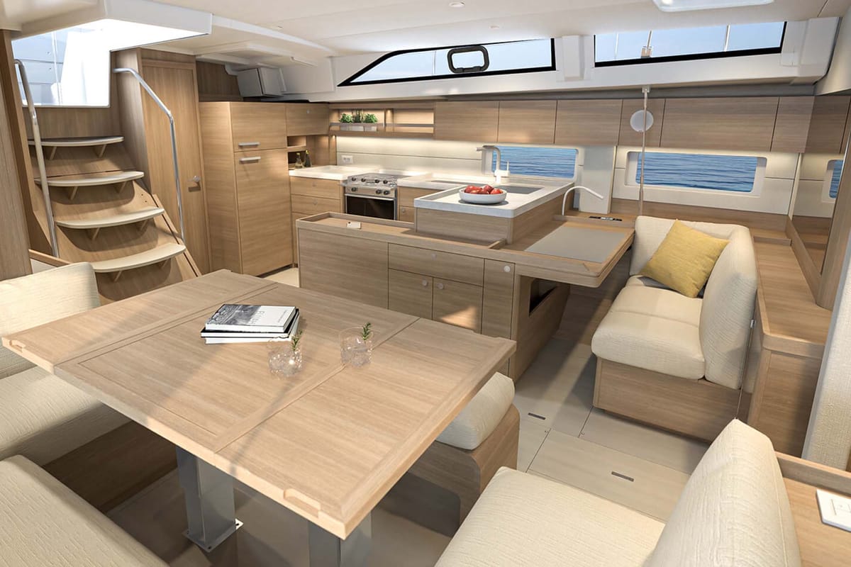 Salon of AYCA, a Beneteau Oceanis 52 sailboat at Kos, Greece