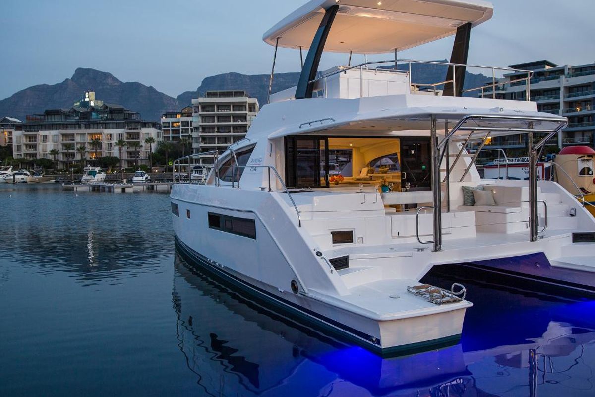 Exterior view of Moorings 433 PC Club, a Leopard 43 PC catamaran at Općina Marina, Croatia