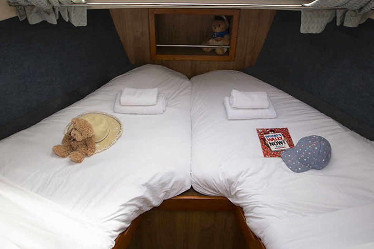 Cabin on Crusader - Budget 20, a Cygnet Crusader motorboat at Carrick-on-Shannon, Ireland