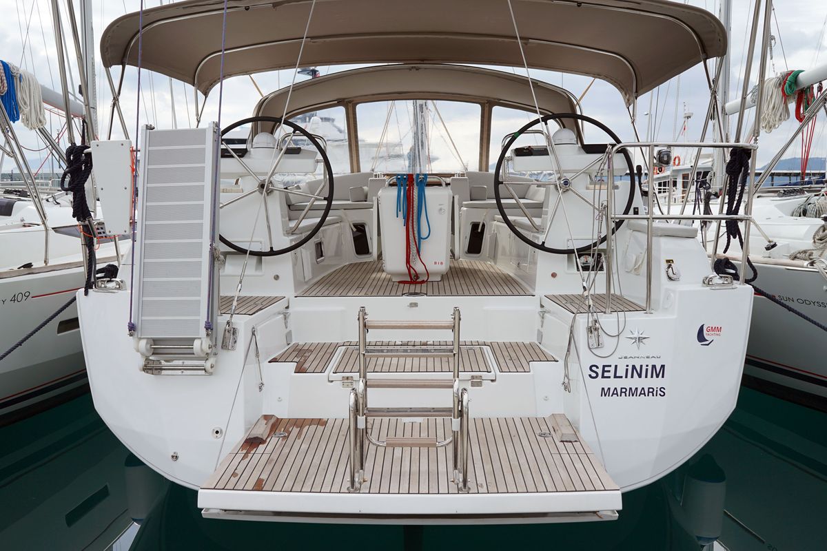 Cockpit of Caputh, a Jeanneau 51 sailboat at Marmaris, Turkey