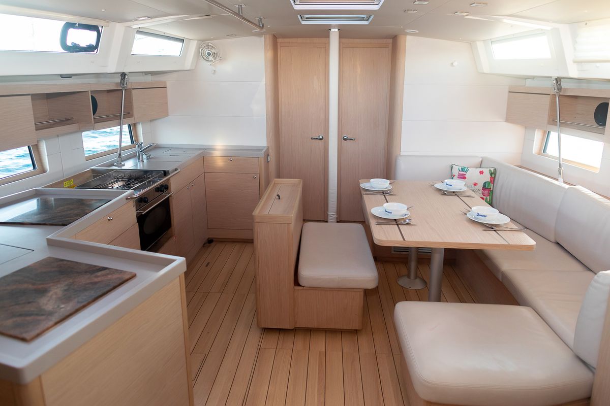 Salon of Kos 46.8, a Beneteau Oceanis 46.1 sailboat at Municipal Unit of Lefkada, Greece