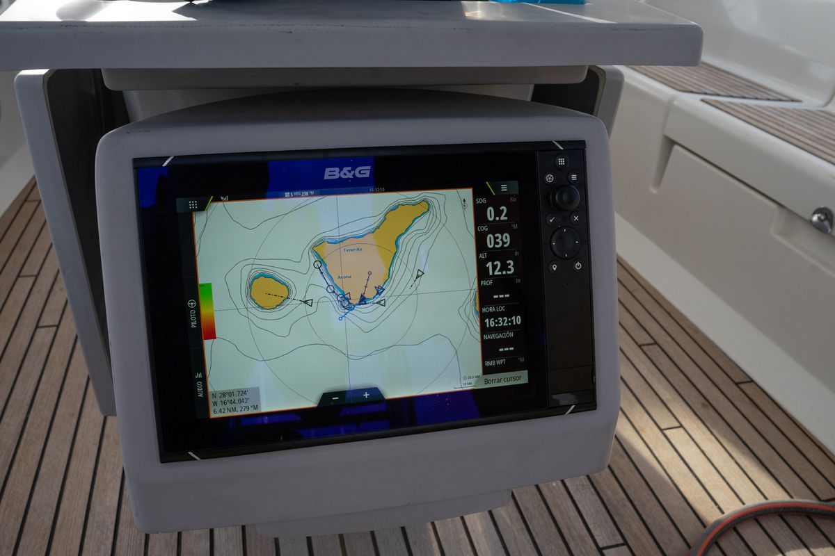 Cockpit of Comfort, a Beneteau Oceanis 45 sailboat at San Miguel de Abona, Spain
