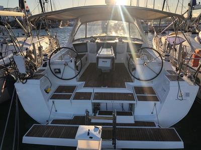 Cockpit of Comfort, a Beneteau Oceanis 45 sailboat at San Miguel de Abona, Spain