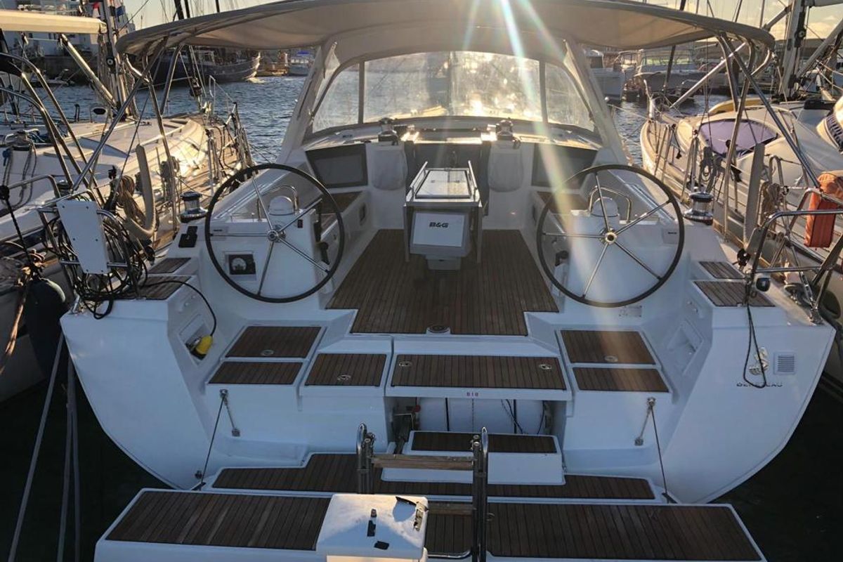 Cockpit of Comfort, a Beneteau Oceanis 45 sailboat at San Miguel de Abona, Spain