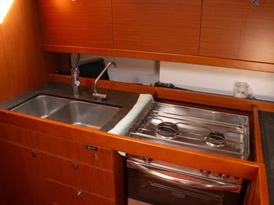 Galley of Comfort, a Beneteau Oceanis 45 sailboat at San Miguel de Abona, Spain