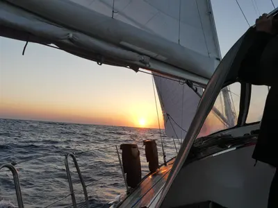 Deck of Carolina, a Elan 450 sailboat at Rodi Garganico, Italy