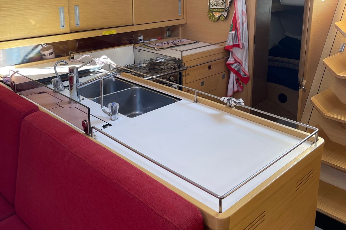 Galley of Carolina, a Elan 450 sailboat at Rodi Garganico, Italy