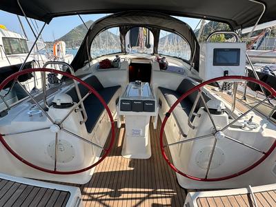 Cockpit of Marivana M, a Bavaria 46 Cruiser sailboat at Volos Municipality, Greece
