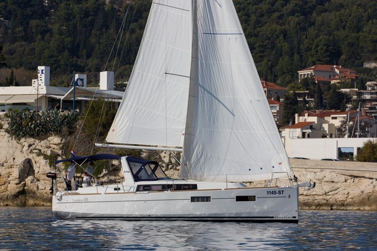 Exterior view of Comfort, a Beneteau Oceanis 35 sailboat at Split, Croatia