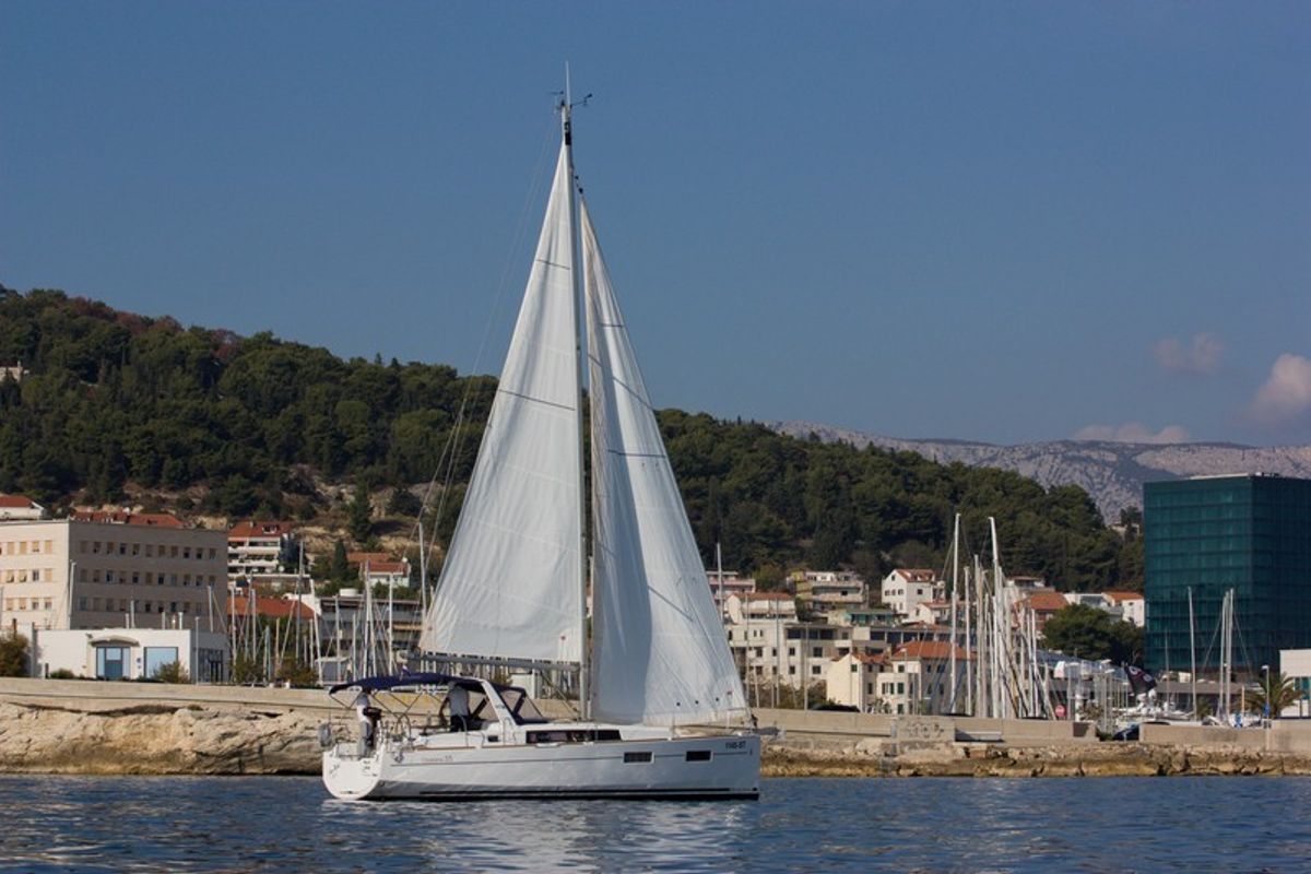 Exterior view of Comfort, a Beneteau Oceanis 35 sailboat at Split, Croatia