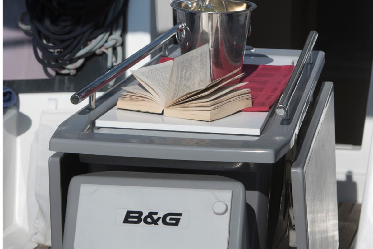 Deck of TRIM, a Beneteau Oceanis 48 sailboat at Grad Kaštela, Croatia