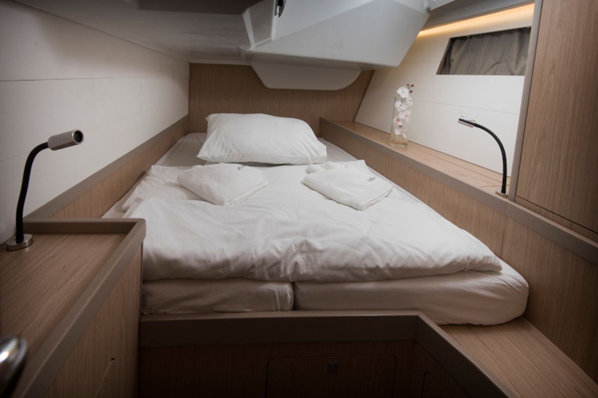 Cabin on TRIM, a Beneteau Oceanis 48 sailboat at Grad Kaštela, Croatia