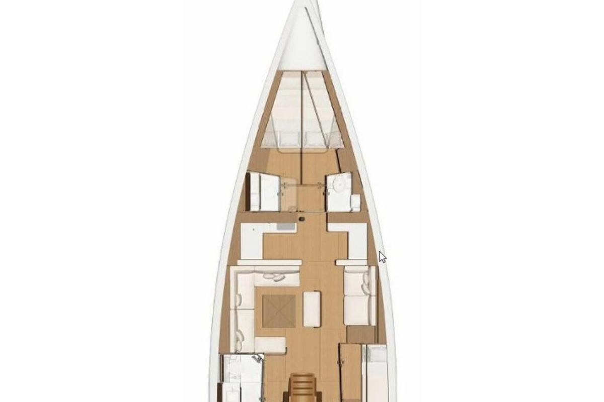 Floor plan of Malu', a Dufour 520 Grand Large sailboat at Vibo Valentia, Italy