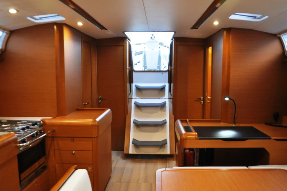Galley of Ekaterina, a Jeanneau Sun Odyssey 519 sailboat at Marina Delta Kallithea, Greece