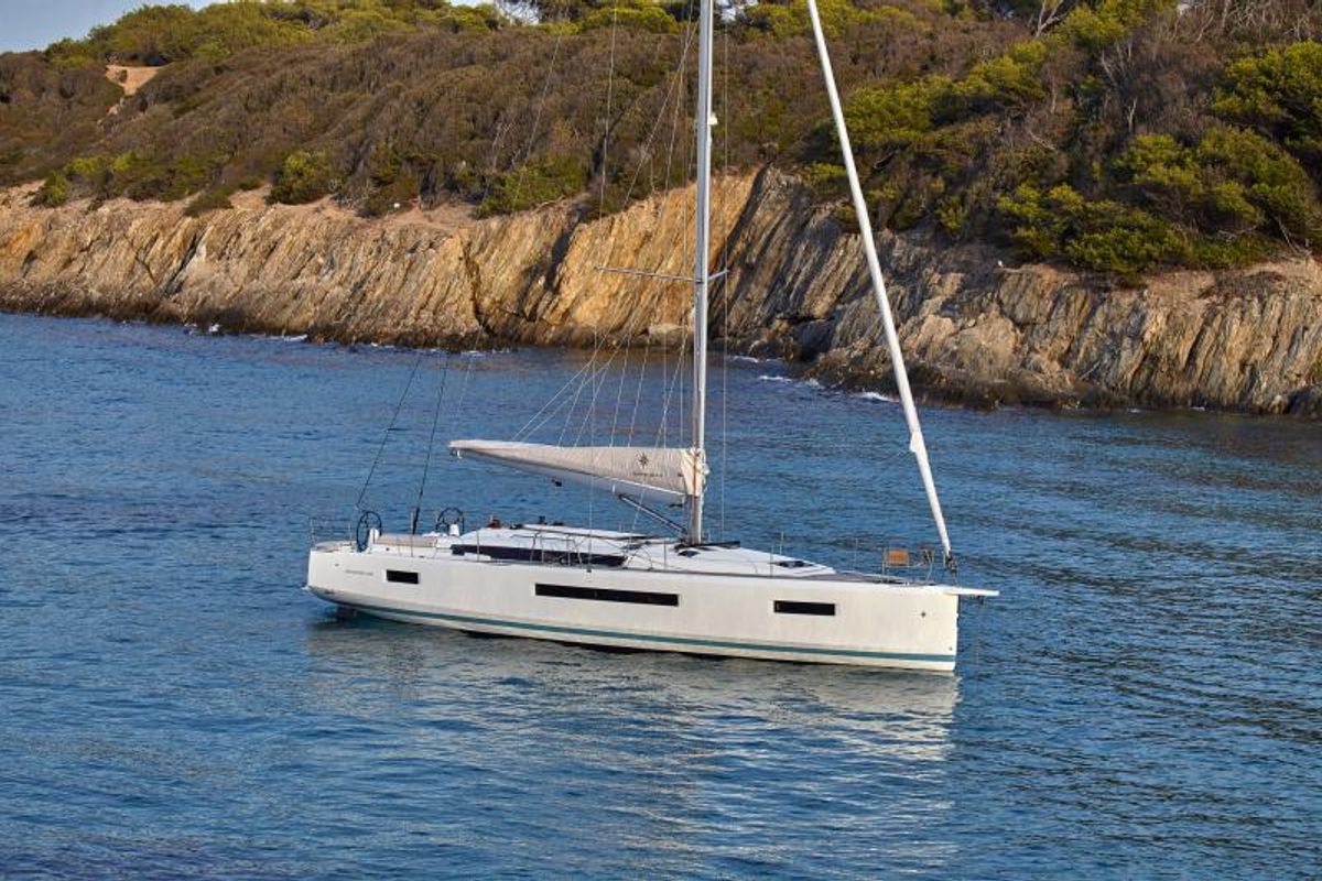 Exterior view of Anna smile, a Jeanneau Sun Odyssey 490 sailboat at Municipal Unit of Rhodes, Greece