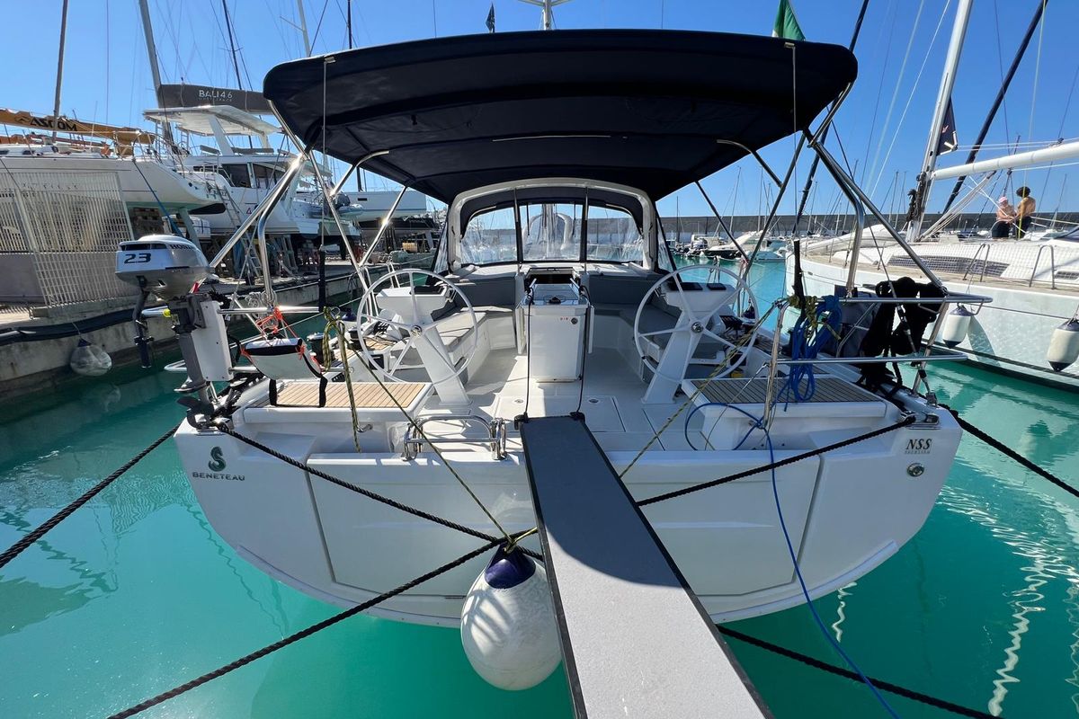 Exterior view of Orione, a Beneteau Oceanis 46.1 sailboat at Rosignano Solvay, Italy