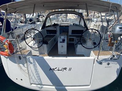 Cockpit of McLir II, a Jeanneau Sun Odyssey 440 sailboat at Nettuno, Italy