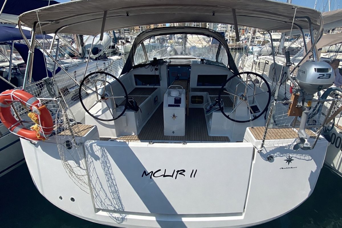 Cockpit of McLir II, a Jeanneau Sun Odyssey 440 sailboat at Nettuno, Italy