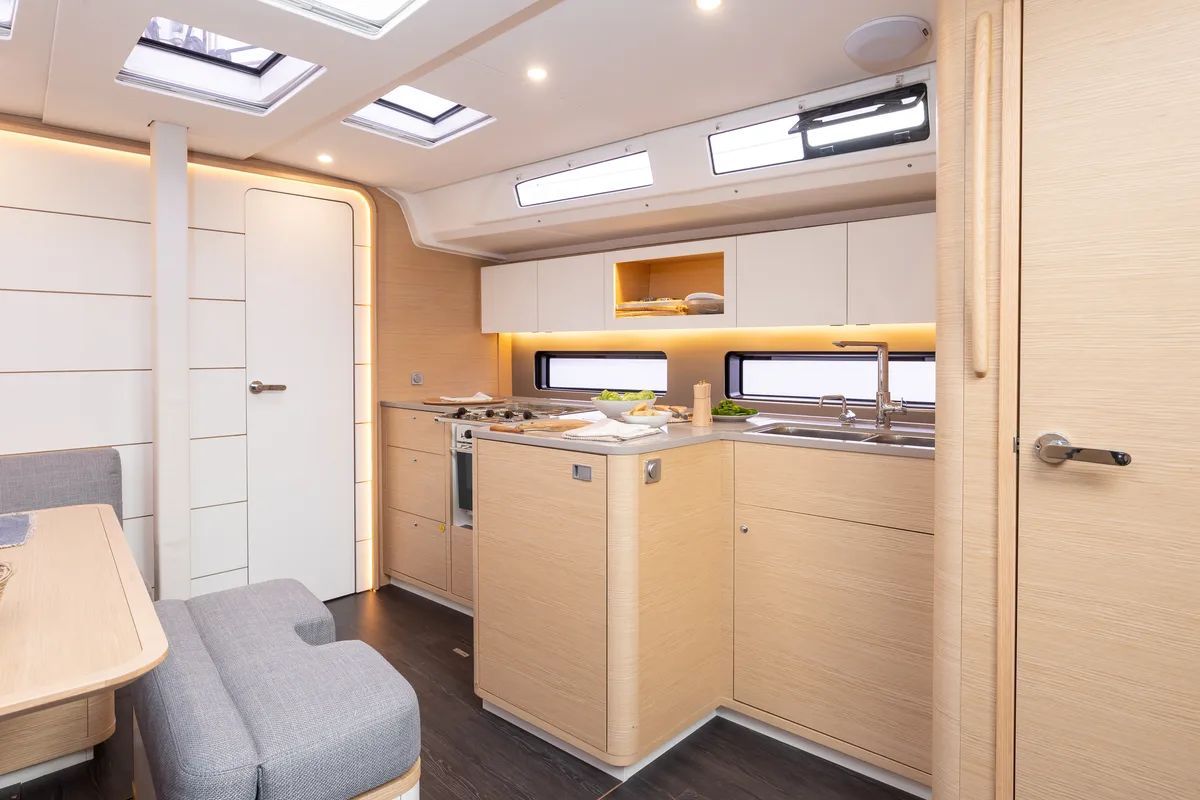 Galley of Sirena, a Dufour 41 sailboat at Municipal Unit of Palairos, Greece