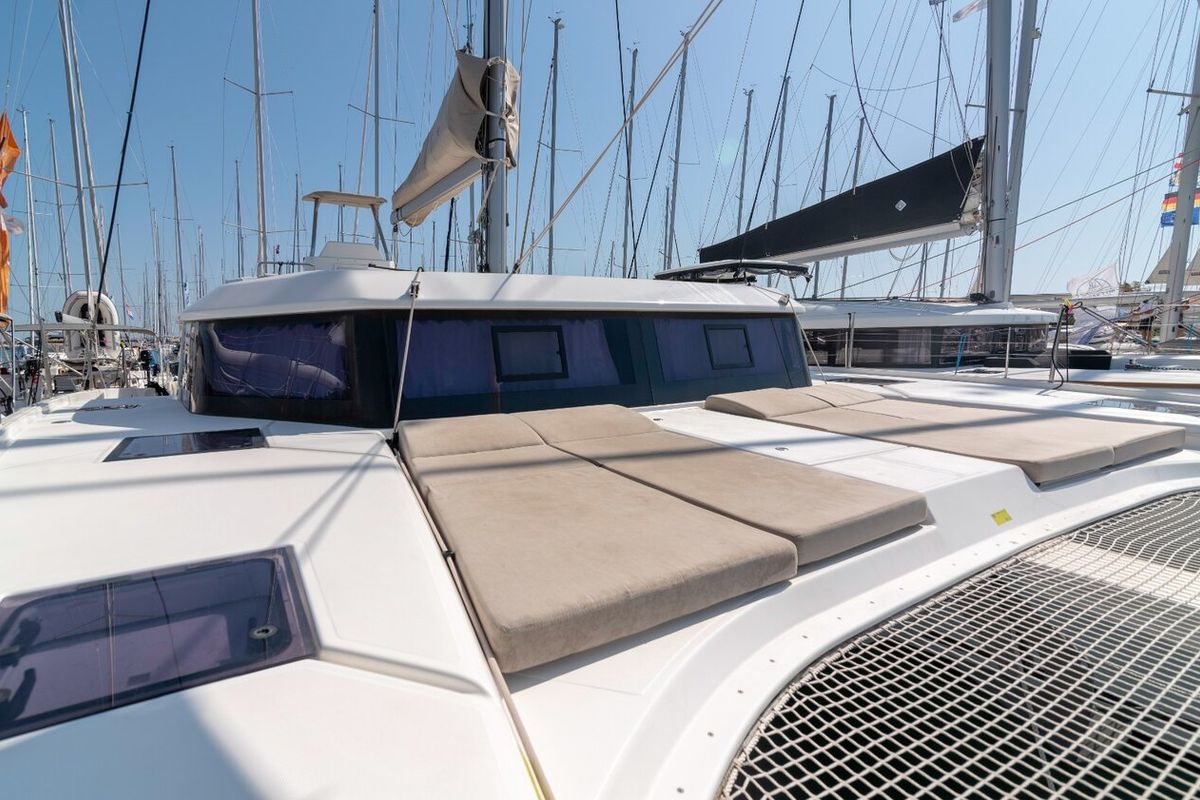 Deck of Seaven, a Dufour 48 Catamaran catamaran at Grad Kaštela, Croatia