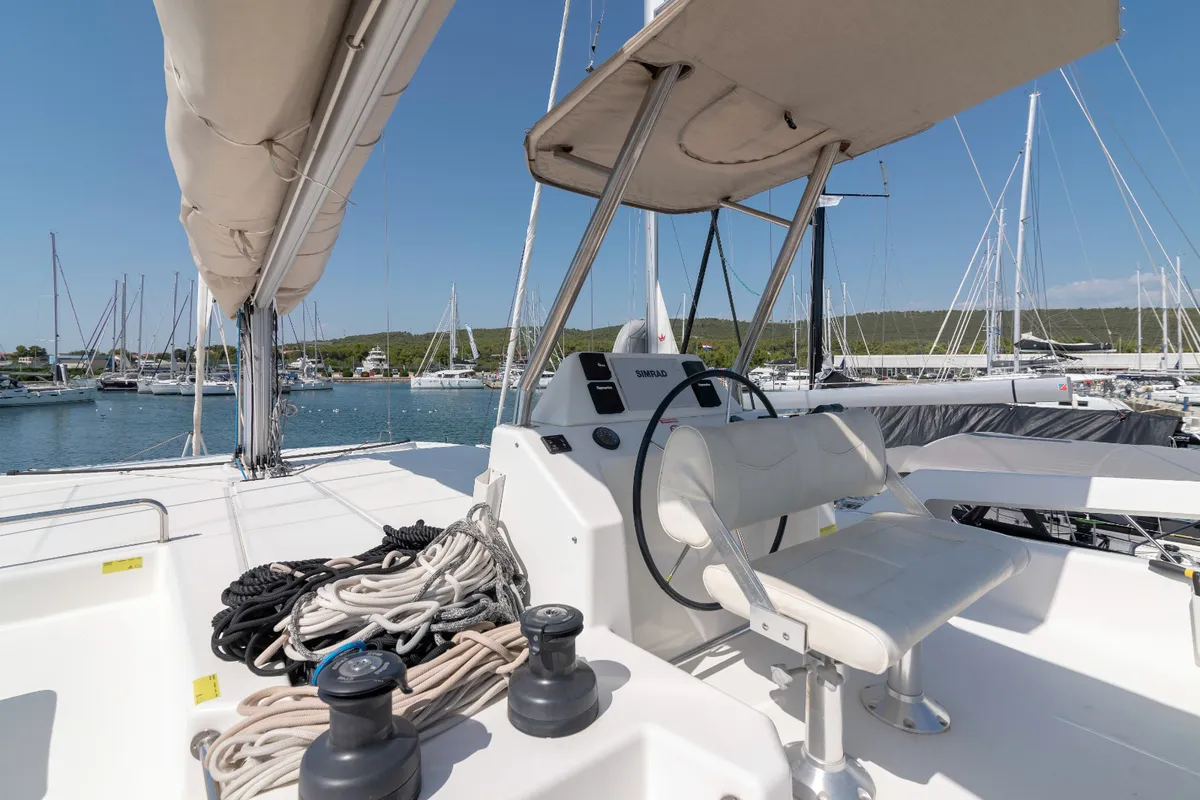 Seaven, a Dufour 48 Catamaran catamaran at Grad Kaštela, Croatia