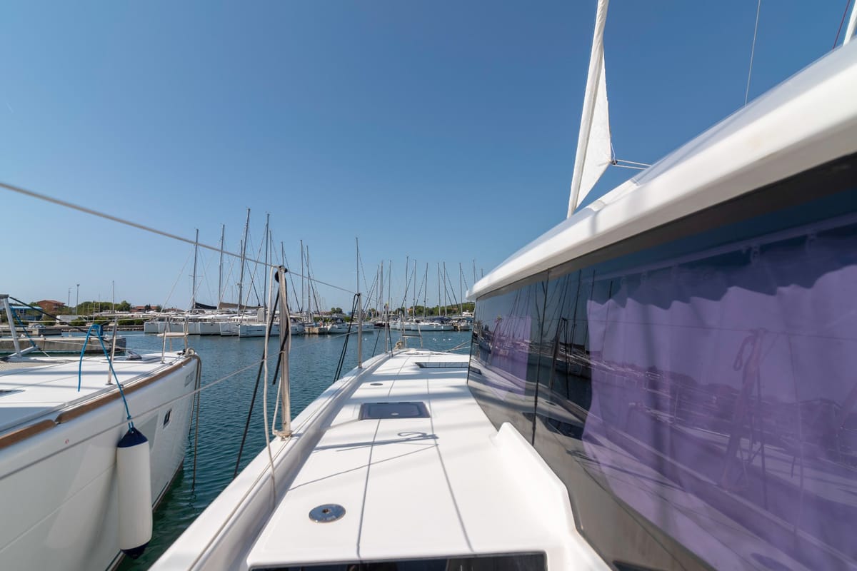 Seaven, a Dufour 48 Catamaran catamaran at Grad Kaštela, Croatia