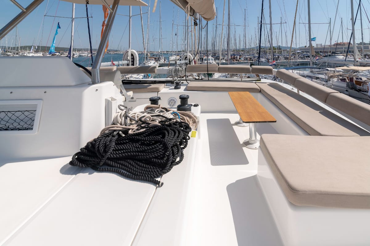 Seaven, a Dufour 48 Catamaran catamaran at Grad Kaštela, Croatia